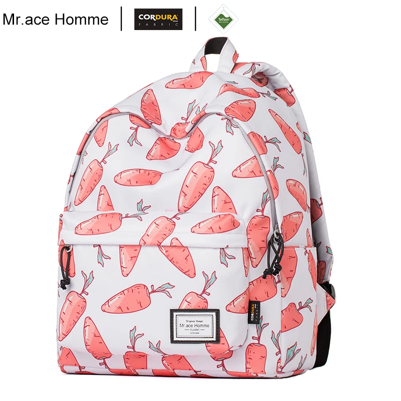 Милый красный рюкзак с принтом морковки Mr.ace Homme Женский Водонепроницаемый