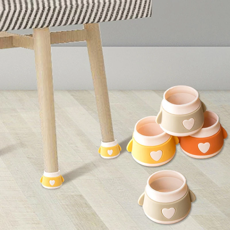 

4PCS Chair Leg Covers Silicone Round Shape Non-Slip Floor Protectors Creative Anti Damp Table Foot Pad Home Decoration