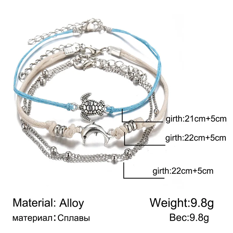 Женский винтажный браслет на ногу многослойный ножной ручной работы в богемном