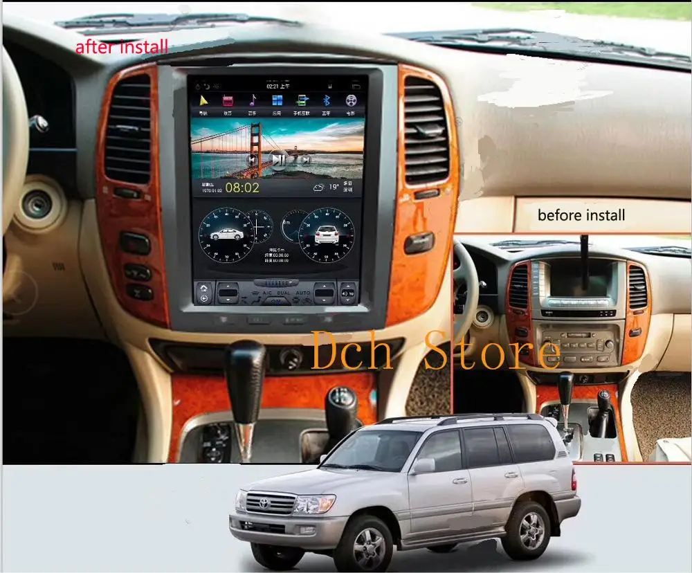 Автомобильный DVD плеер tesla style 12 1 дюйма Android 9 0 GPS навигация для TOYOTA LAND CRUISER LC100 lexus LX470