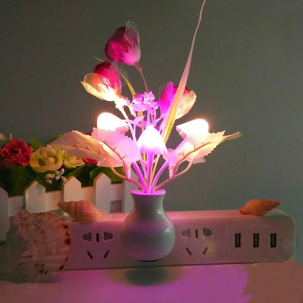 

Night Light 7 Color Changing Dusk To Dawn Sensor LED Night Lights Flower Mushroom Lamp Bedroom Babyroom Lamps For Kids Gifts