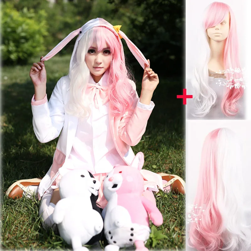 2019 аниме Danganronpa 2 Monomi косплей костюм розовый белый кролик и Униформа с париком