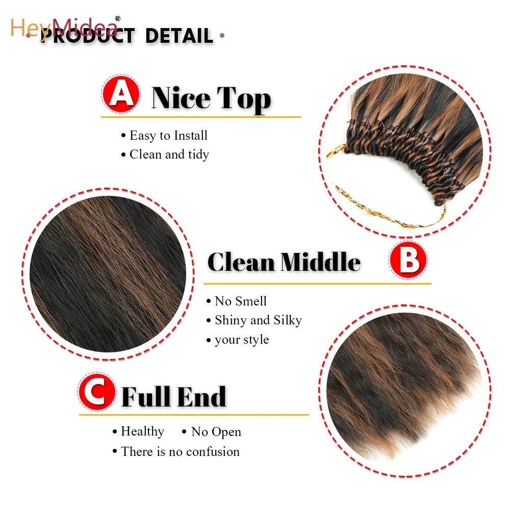 

22inch Synthetic Soft Yaki Straight Crochet Hair Extension Ombre Kinky Curly Braiding Wig Bulk For Women HeyMidea