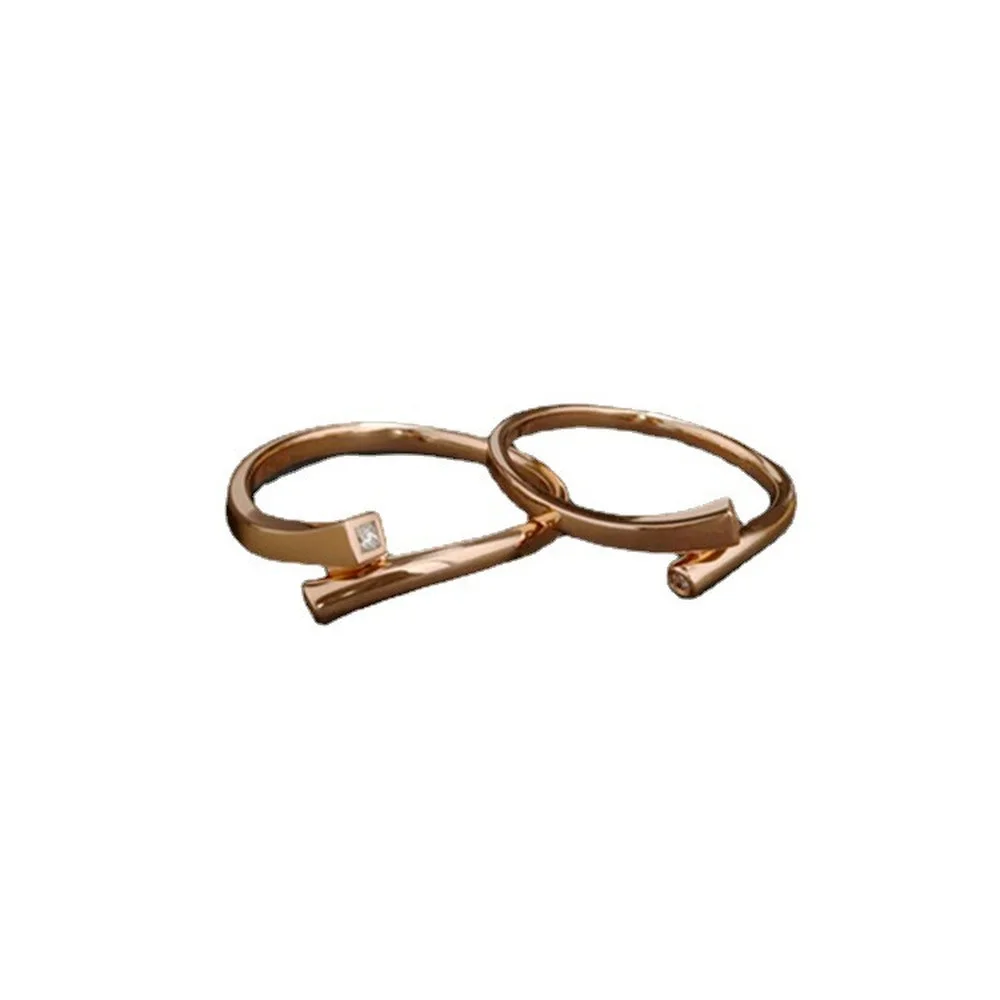

2021 new Japanese and Korean fashion unisex party brass inlaid zircon open adjustable ring design sense fashion trend style ring