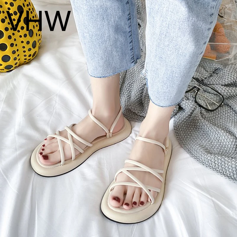 

Women Sandals 2021 Summer Narrow Band Platform Slippers Outdoor Open Toe Casual Solid Sandals Chunky Soft Sole Lady Beach Shoes