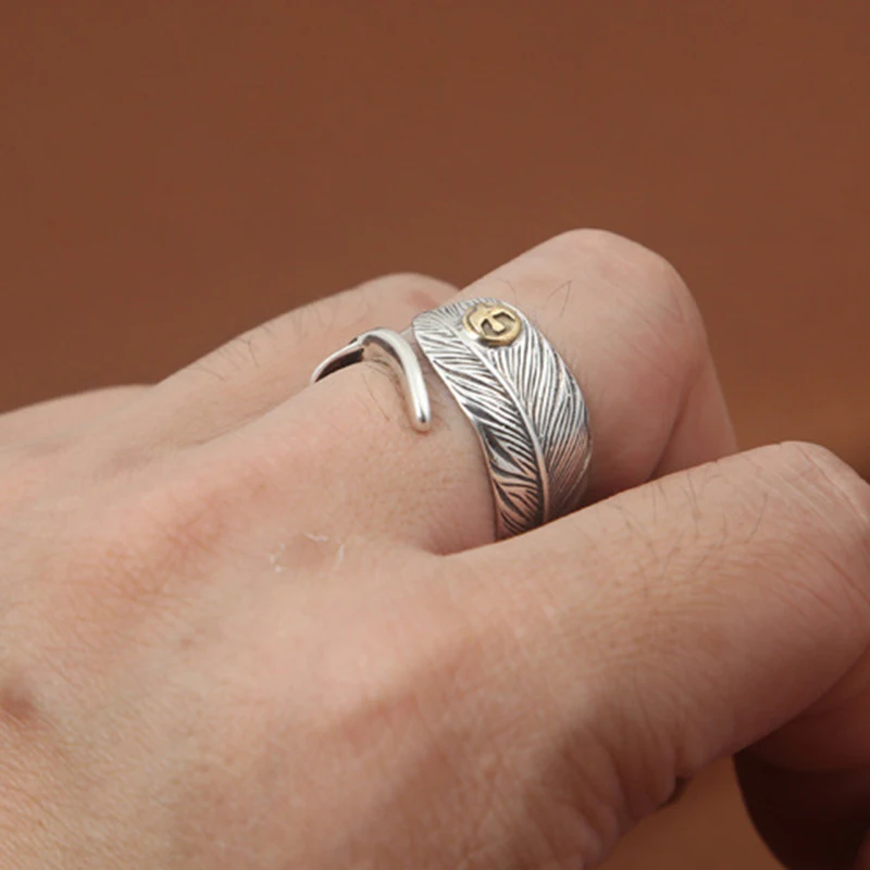 Мужское кольцо из тайского серебра в стиле панк открытое мужское 925 пробы