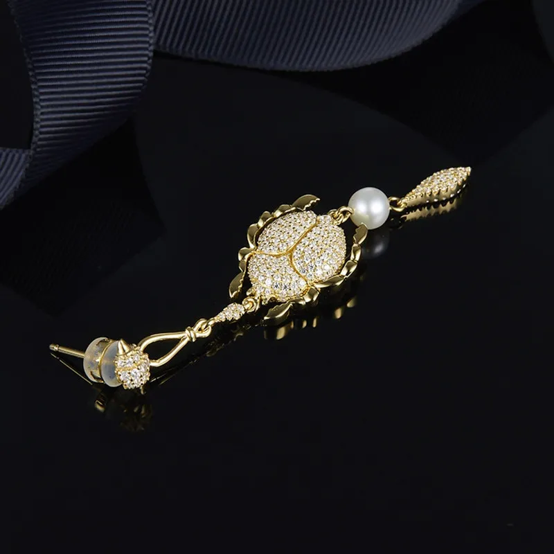 Цельные циркониевые каффы для насекомых висячие серьги с жемчугом 3D