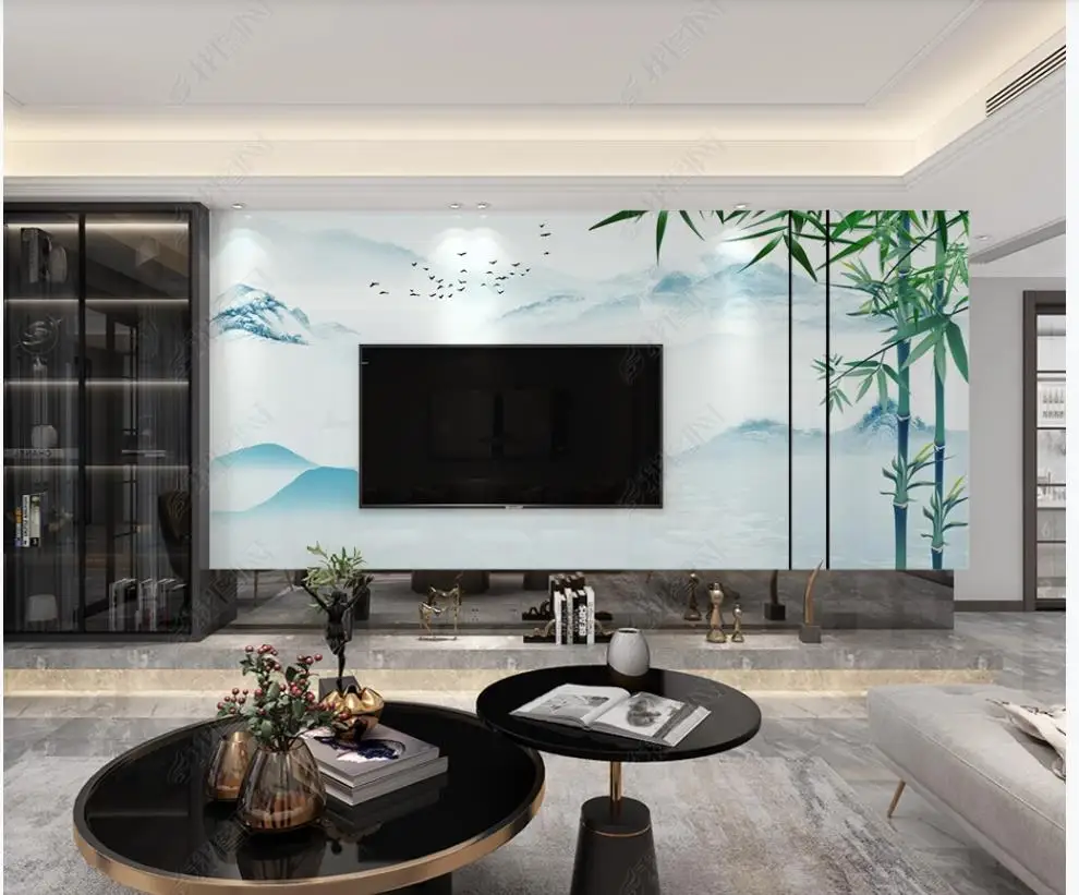 

Custom photo wallpaper for walls 3 d mural Marble New Chinese Rural Landscape Bamboo Forest Background Wall papers home decor