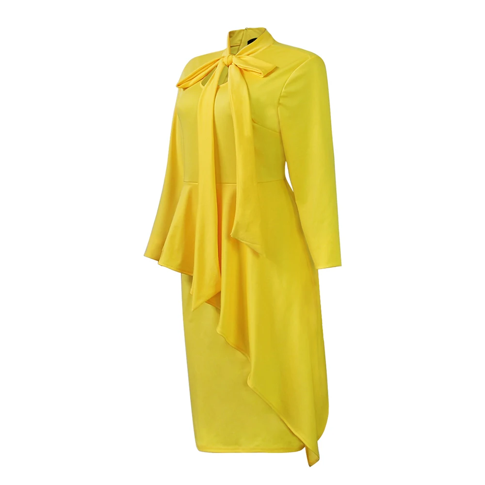 Желтое вечернее облегающее платье большого размера в африканском стиле офисное