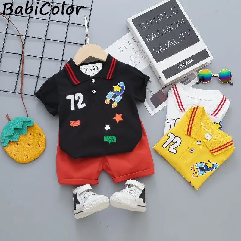 

Kids Boys Summer Clothing Set Cartoon T-shirts+shorts 2pcs Infant Newborn Boys Beach Set Bebes Outfits Infant Newborn Clothing