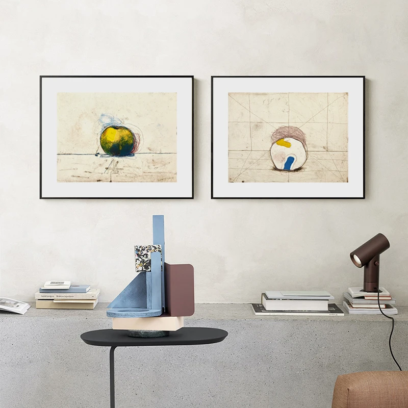 Абстрактные настенные художественные линии Рисование эскиз яблоко Печать