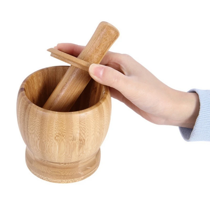 

Bamboo Garlic Masher Household Crushing Jar Spice Pepper Crusher Herbs Bowl Mills Tool 2021 new 2021 new 2021 new 2021 New