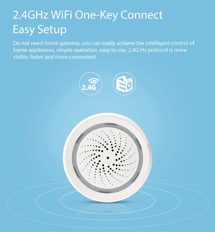 Умный беспроводной датчик сирены Wi Fi 2 4 ГГц встроенная температура и ГУМ. Сенсор