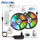 Светодиодная лента, водонепроницаемая светящаяся лента с поддержкой Wi-FiBLE IR Control Music Sync, 12 В, RGB, 5 м, 10 м, 15 м, 20 м, работает с Alexa (опционально)