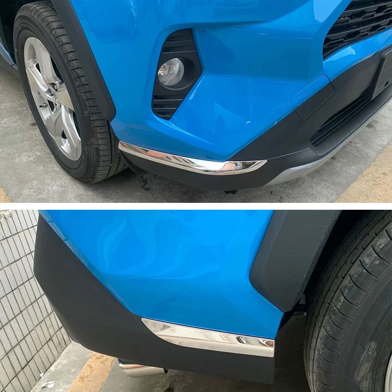 Front and Rear 4 шт., автомобильная наклейка бампера, защита от царапин, для автомобиля, передний/задний край, угловая защита, Декоративная полоса для Toyota RAV4 - Цвет: Front and Rear