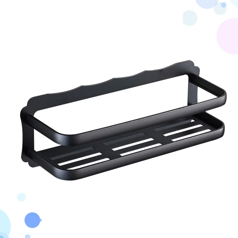 

Punch Free Storage Stand Bathroom Shower Shelf Soap Shampoo Cosmetic Shelf Holder Organizer for Home Bathroom (Black Single Laye