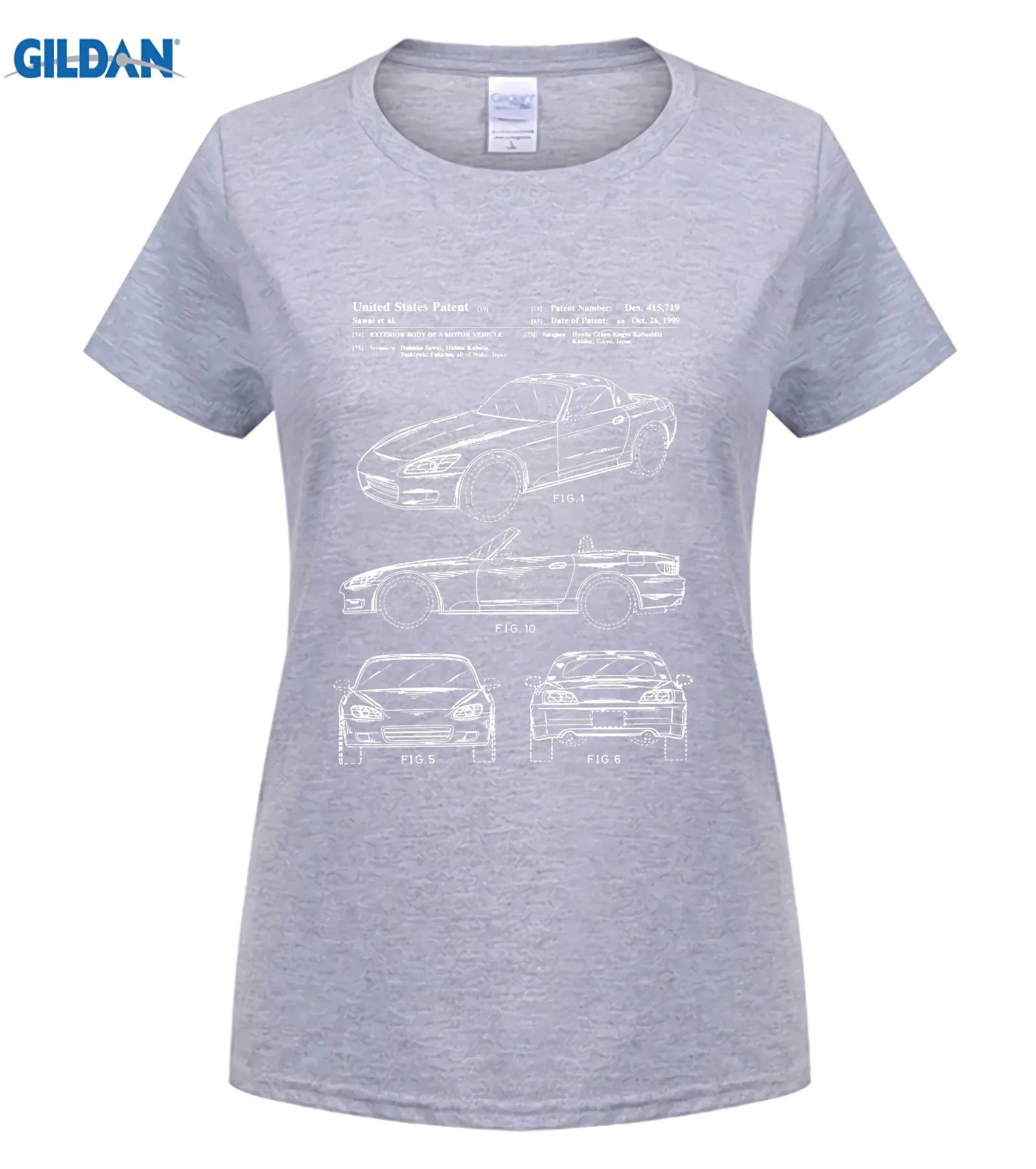 women Light grey Honda S2000 патент белая футболка - Цвет: women Light grey