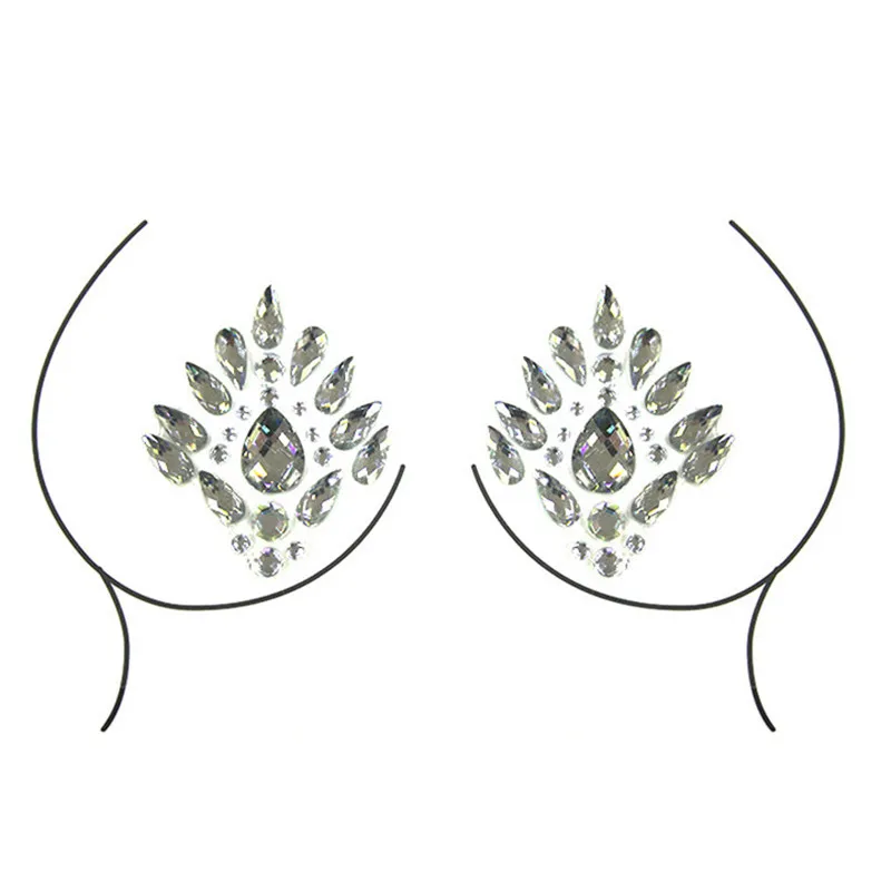 Наклейки на грудь с узором в виде сердечек цветные стразы наклейки для женщин