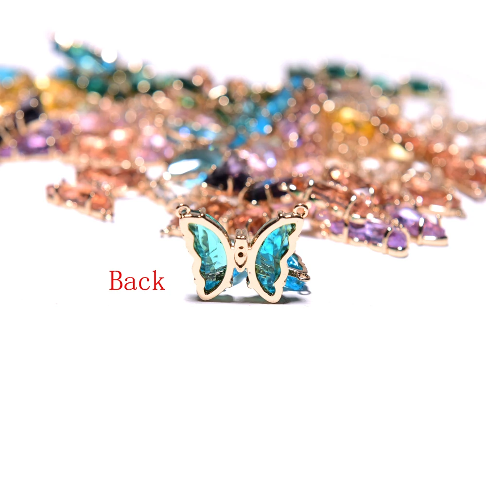 Металлические стразы Разноцветные Подвески-бабочки с кристаллами для