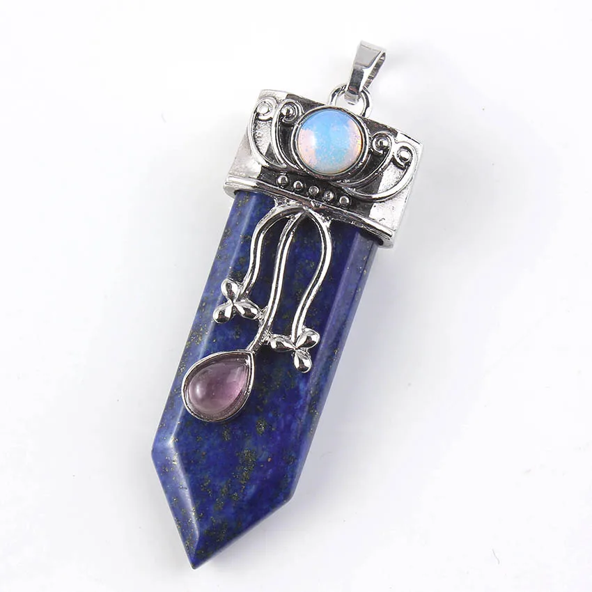 FYJS Unique Silver Plated Flower Sword Shape Amethysts Pendant Vintage Style Tiger Eye Stone Jewelry | Украшения и аксессуары