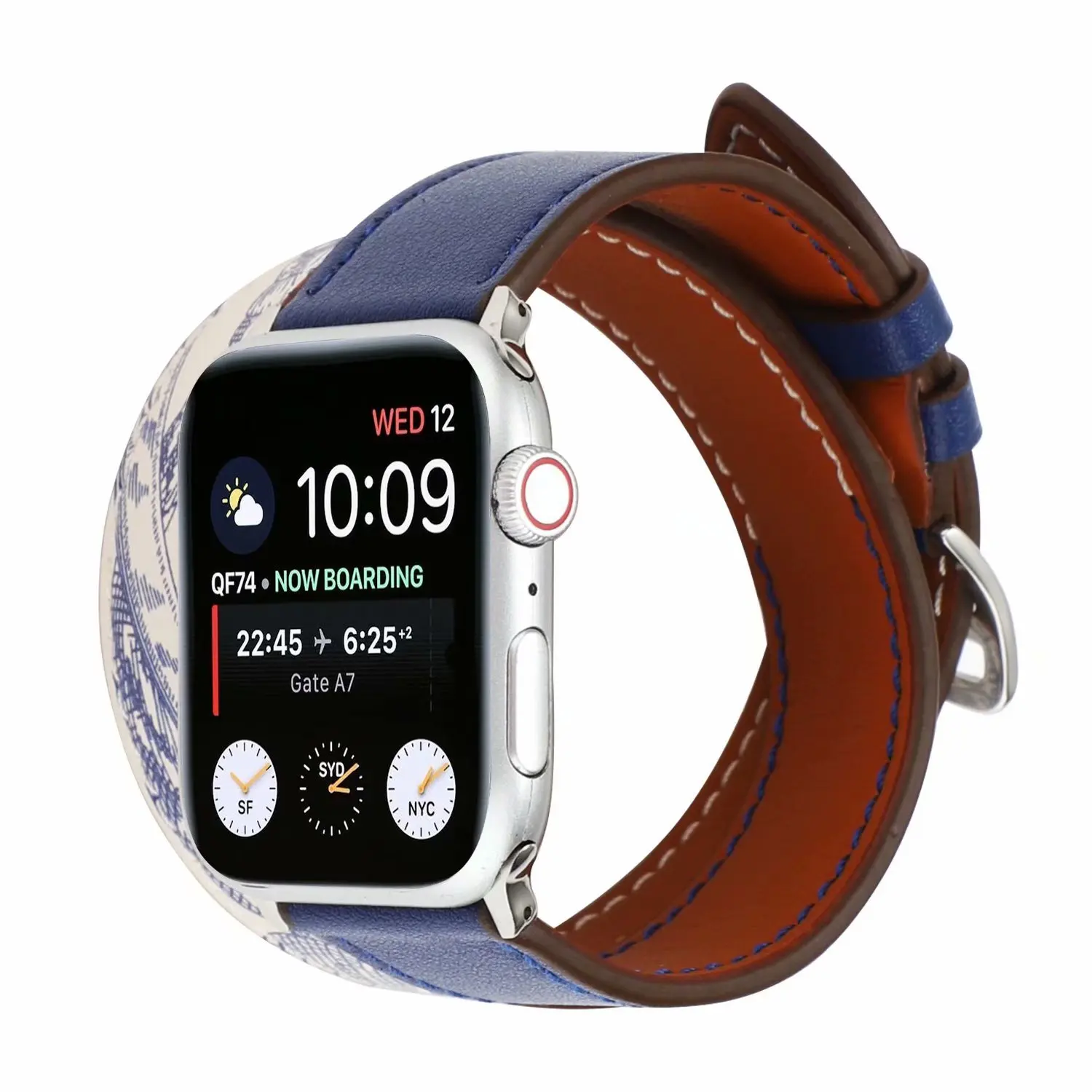 Ремешок mixcolor для iWatch серии 5 4 3 2 1 Двойная кожаная Петля для Apple Watch 42 мм 38 мм 40 мм 44 мм Мода