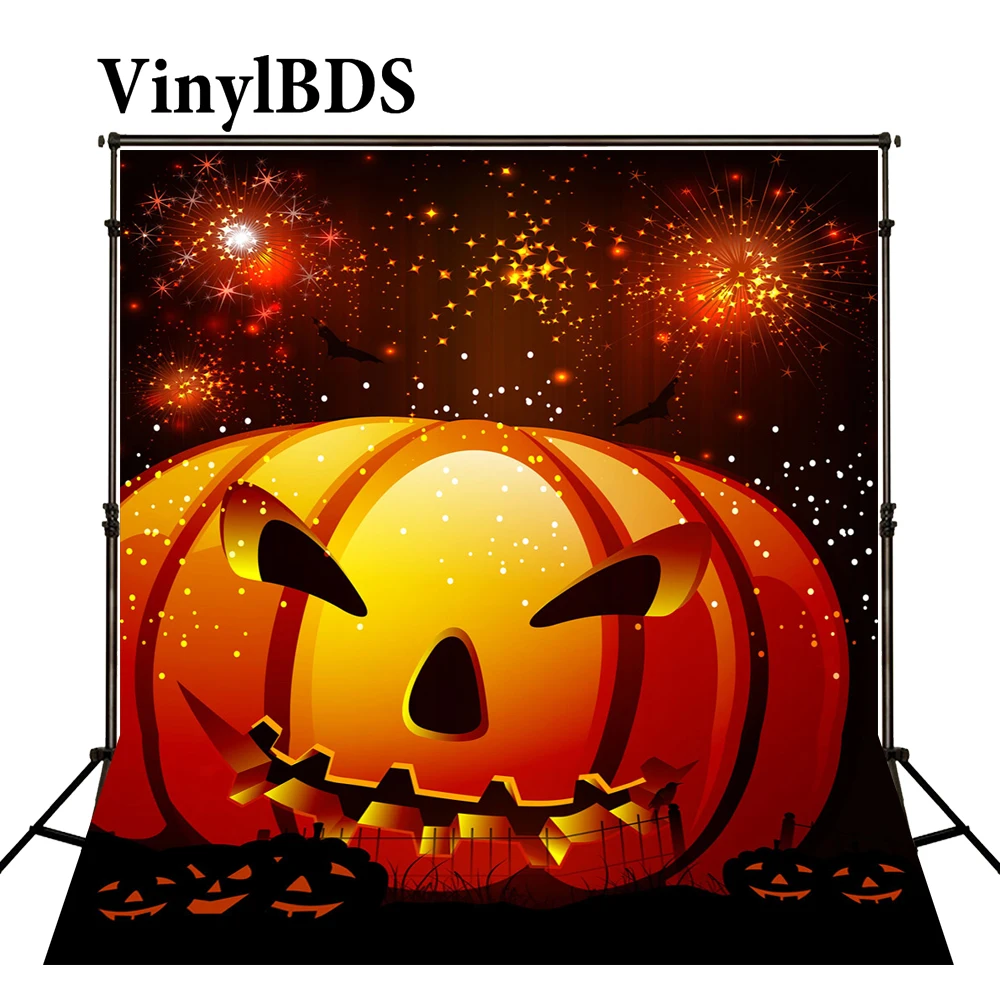 

VinylBDS Fireworks Dazzle Light Photography Festival Backdrop Lantern Pumpkins Background For Photographer