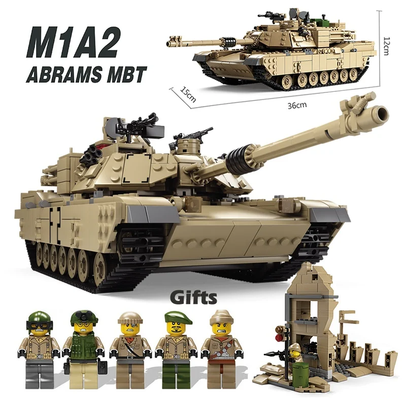 Основной боевой танк KAZI M1A2 Abrams строительные блоки 1463 шт. дизайн 1:28 модель танка