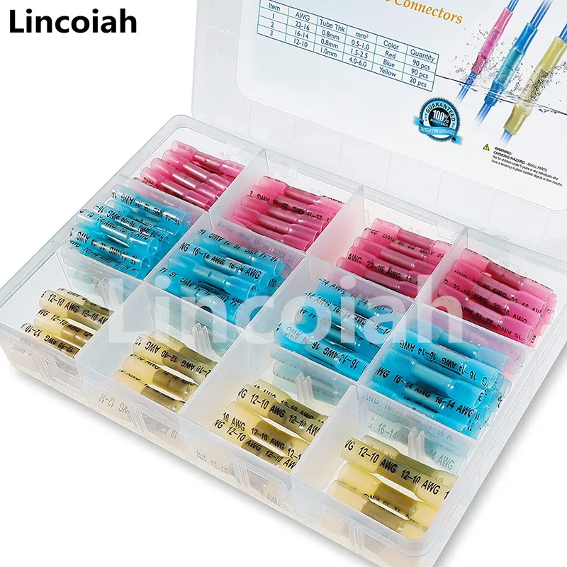 

200pcs Heat Shrink Butt Connectors Kit Insulated Waterproof Electrical Marine Automotive Wire Crimp Terminals Butt Splice Pliers