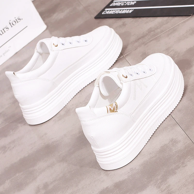 Женские кроссовки на массивной платформе XJRHXJR белые шнуровке для женщин обувь
