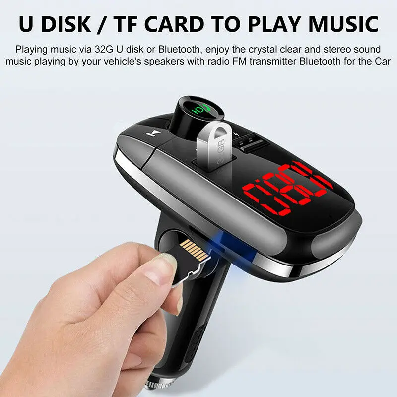 

Wireless Bluetooth Handsfree Car Kit FM Transmitter MP3 Player Dual USB Charger