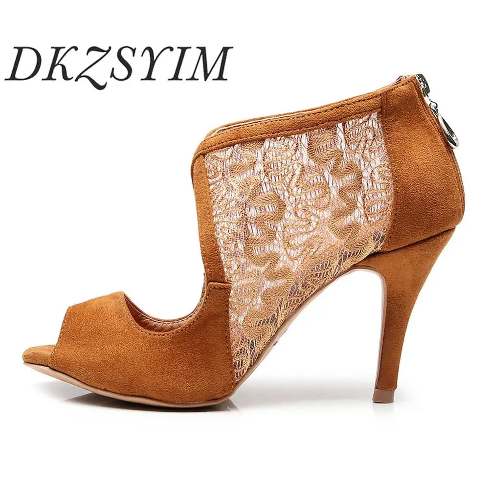 Женские туфли для латиноамериканских танцев DKZSYIM Бальные замшевые кружевные