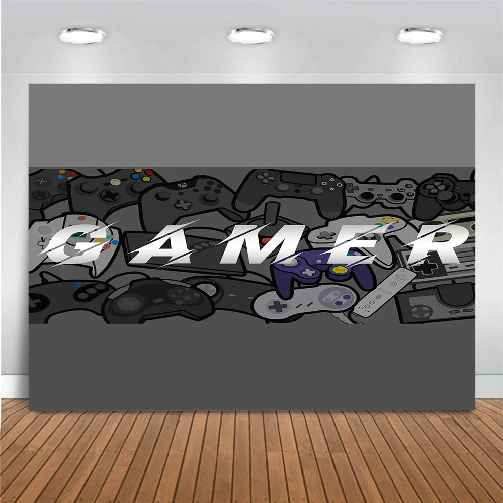 3D Game Handle Printed Vinyl Photography Backdrops Photo Boys Girls Birthday Party Decoration Backdrop Curtain