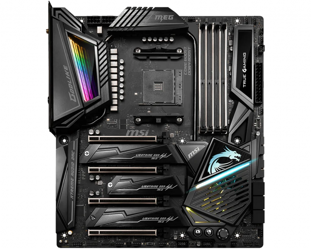 Новый MSI Мег X570 GODLIKE AMD Ryzen™Разъем AM4 поддерживает Память DDR4 до 5000 +(OC) МГц PCIe 4 0 с M.2 USB
