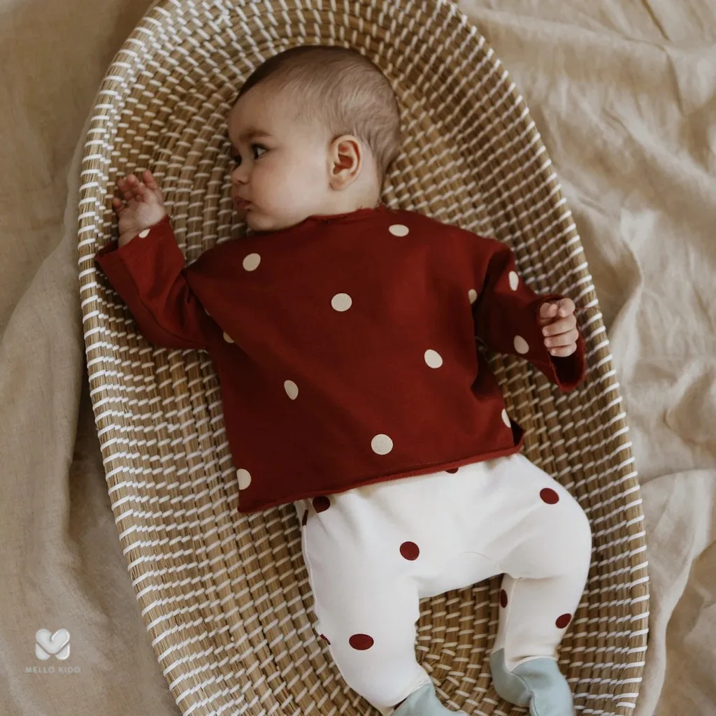 Kids T-shirts OZ Brand 2021 Spring Summer New Design Boys Girls Fashion Dot Print Pants Baby Child Cotton Cute Outfits Clothes | Мать и