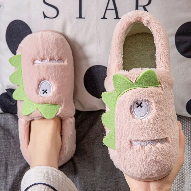 

Cotton men slippers Winter Cute Couple Plush Platform Winter Indoor home soft slippers Household women Warm Winter Men shoes