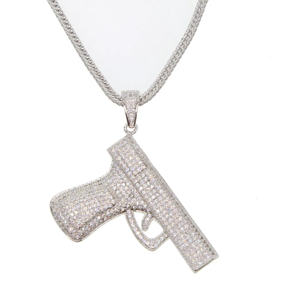 Цепочка с кулоном Uzi в форме пистолета ожерелье стиле хип хоп цвет золото/серебро
