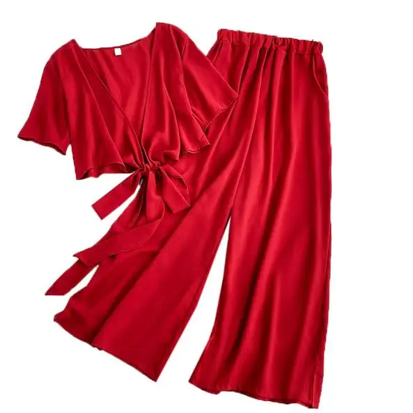 Пляжный стиль комплект из двух предметов топ и штаны на шнуровке короткие v