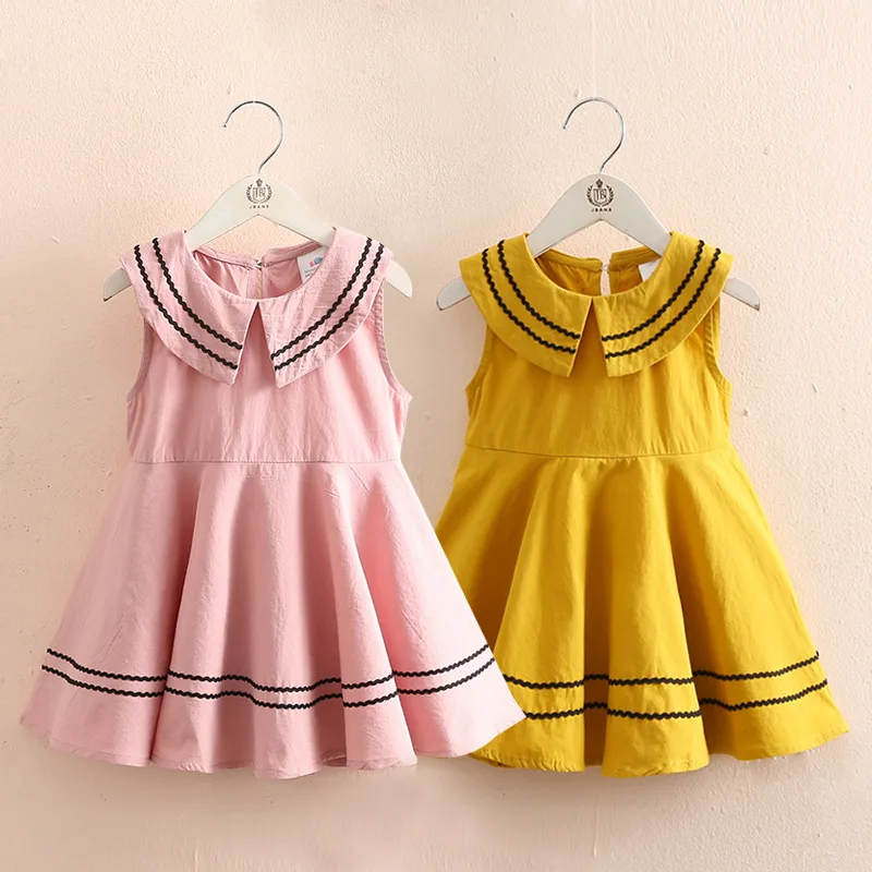 

Girls Summer Dresses 2021 New Children's Korean Cute Sleeveless Dress Baby Clothes Vestido Infantil Baby College Style Dress