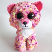 ty beanie boos 6 15 cm big eyes pink leopard series cute appease sleeping stuffed plush animal doll toy gift for boys and girls