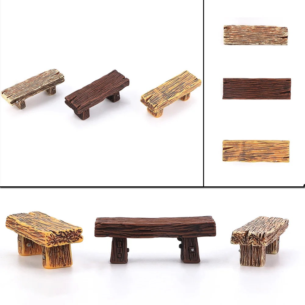 1 шт. Длинная Деревянная Скамья миниатюрная Статуэтка сад DIY Аксессуары Украшение
