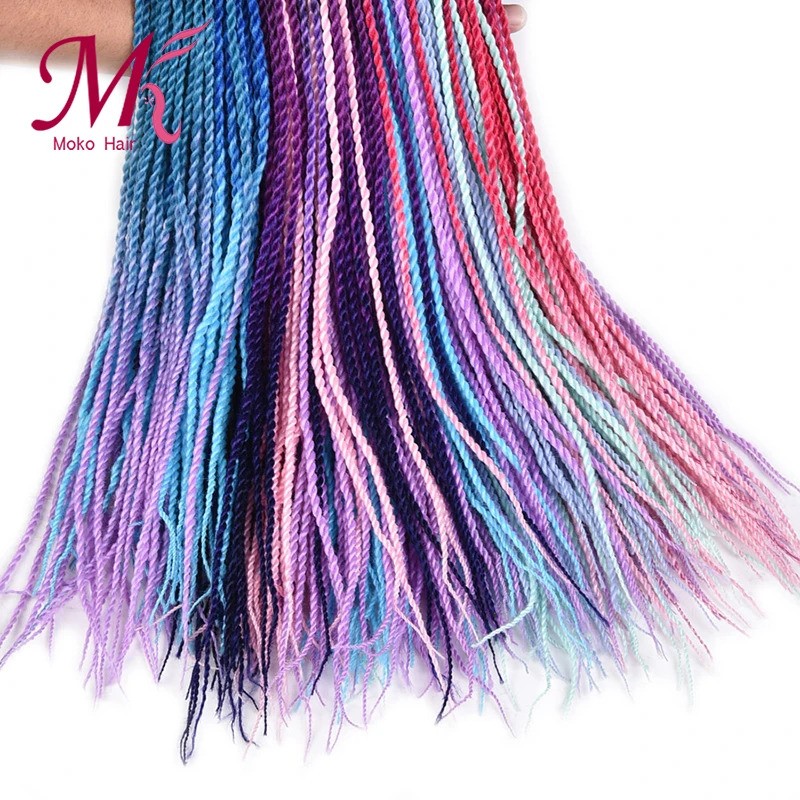 Сенегальские крученые волосы Омбре вязаные крючком косы 24 дюйма 30