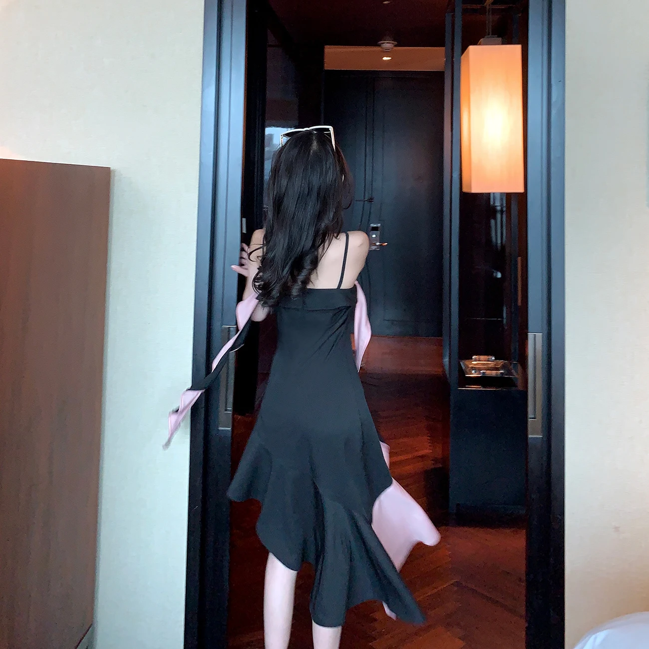 

Summer Fashion Splicing Irregular Dress Women Korean Vacation Beach Sexy Sling Midi Skirt High quality Ladies Party Dress