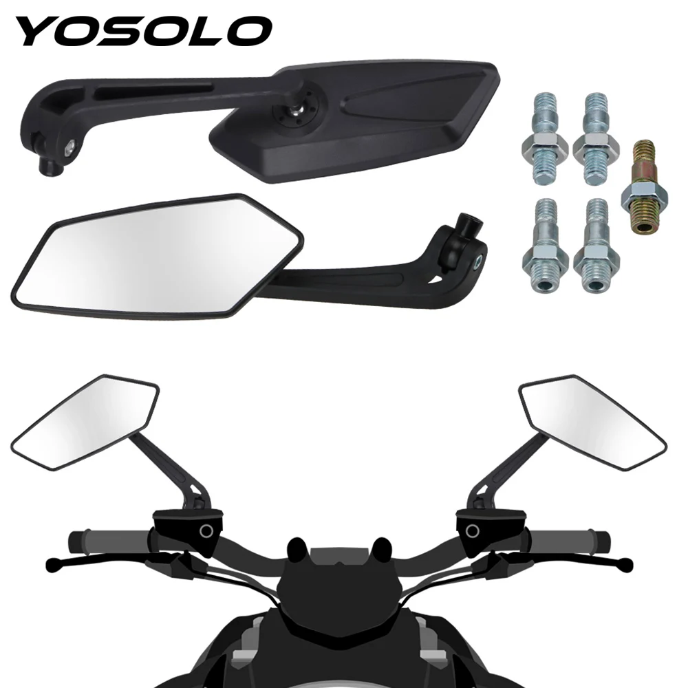 Мотоциклетные зеркала заднего вида YOSOLO для Cafe Racer универсальные черные