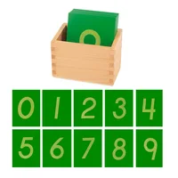 Montessori Math Aids Wooden Sandpaper Digitals Numbers 0-9 Green Board with Beech Wood Box Toys for Children Preschool Education