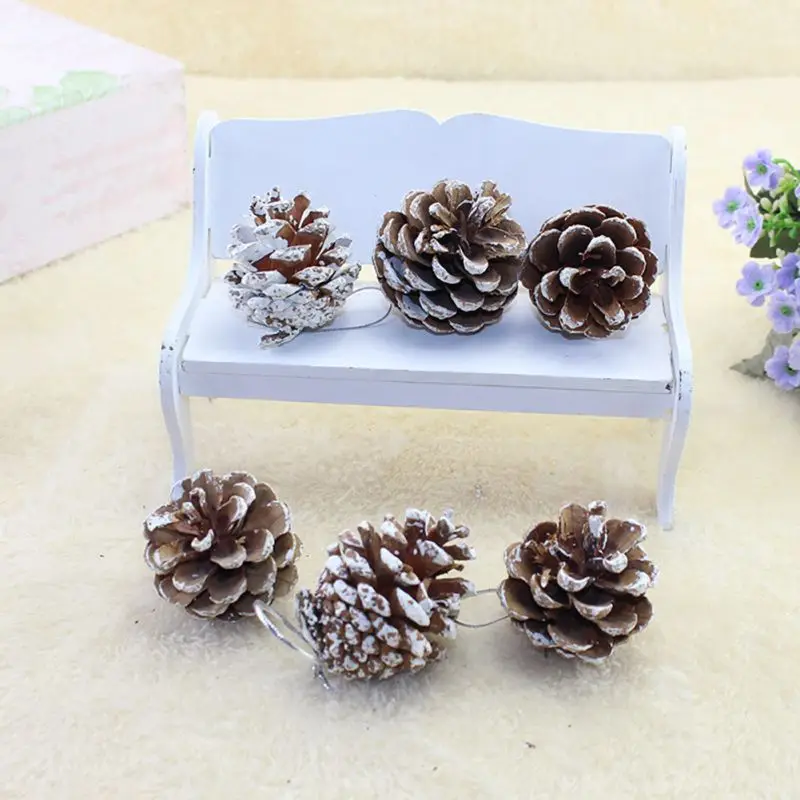 Натуральные деревянные подвесные Pinecone Рождественское украшение для вечеринки
