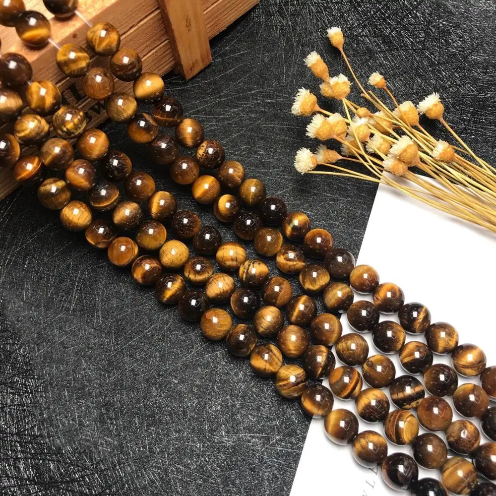 

Factory Wholesale Natural Tiger's Eye Stone Round Beads 15.5" Pick Size For DIY Handmade bracelets bangles Jewelry Making 4-12MM