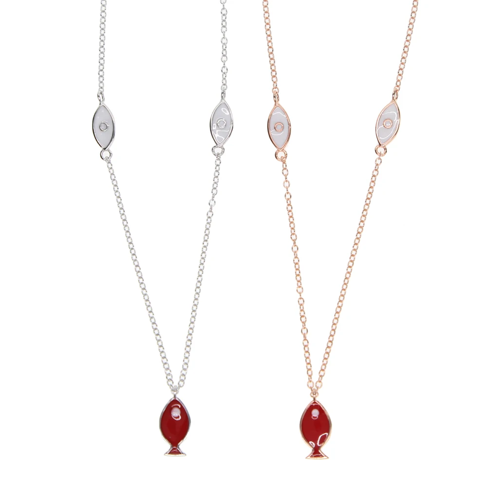 Длинное ожерелье Collier Collares Fish Pure Стерлинговое Серебро 925 пробы ювелирное изделие