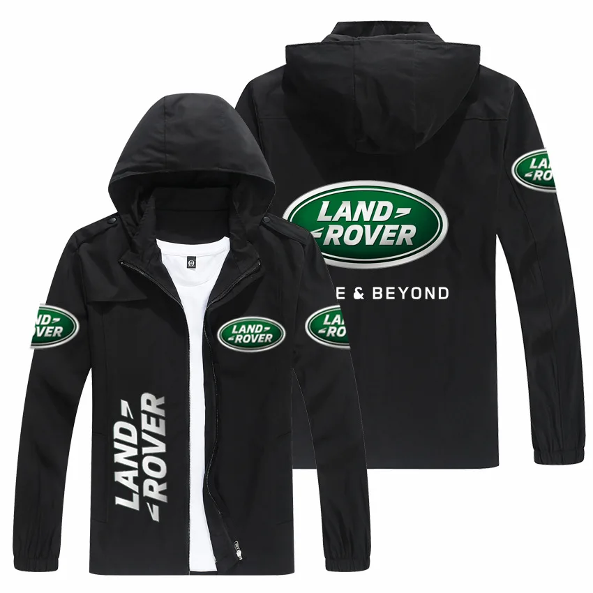 

2021 Spring Autimn Men‘s Land Rover Car Logo Print Hooded Jacket Loose Fashion Outdoor Windcheater Man Motorcycle Racing Jacket