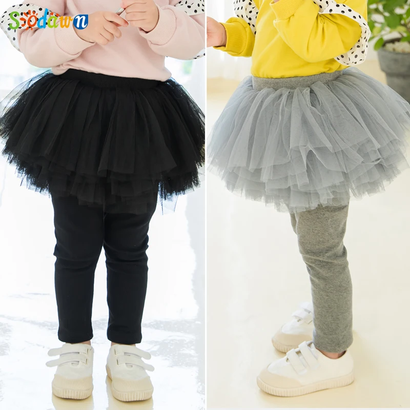 Леггинсы для девочек Sodawn Осенние хлопковые из сетчатой ткани с имитацией двух