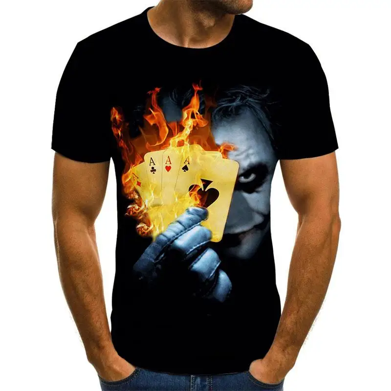 

Горячая Распродажа, футболка клоуна для мужчин и женщин, с 3D-принтом лица Джокера, модные футболки с рисунком страха, размер XXS-6XL